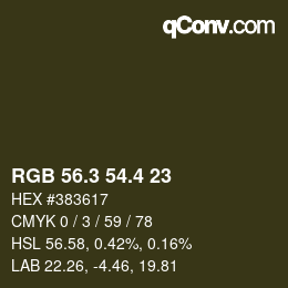カラーコード: RGB 56.3 54.4 23 | qconv.com