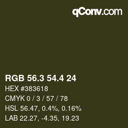 カラーコード: RGB 56.3 54.4 24 | qconv.com