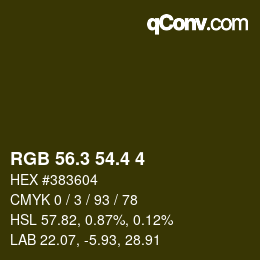 カラーコード: RGB 56.3 54.4 4 | qconv.com