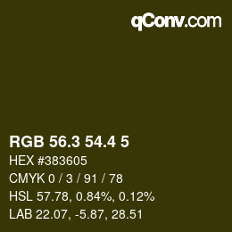 カラーコード: RGB 56.3 54.4 5 | qconv.com