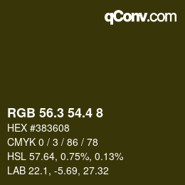 カラーコード: RGB 56.3 54.4 8 | qconv.com