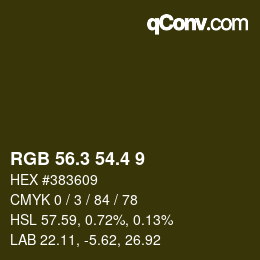 カラーコード: RGB 56.3 54.4 9 | qconv.com