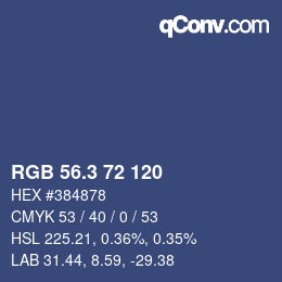 カラーコード: RGB 56.3 72 120 | qconv.com