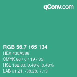 カラーコード: RGB 56.7 165 134 | qconv.com