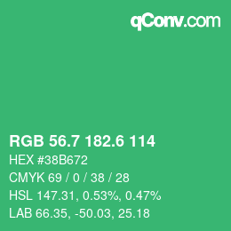カラーコード: RGB 56.7 182.6 114 | qconv.com