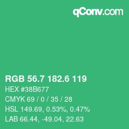 カラーコード: RGB 56.7 182.6 119 | qconv.com