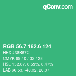 カラーコード: RGB 56.7 182.6 124 | qconv.com