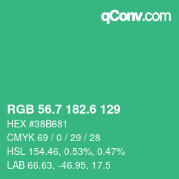 カラーコード: RGB 56.7 182.6 129 | qconv.com