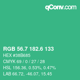 カラーコード: RGB 56.7 182.6 133 | qconv.com