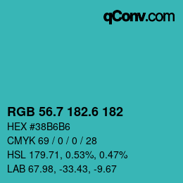 カラーコード: RGB 56.7 182.6 182 | qconv.com