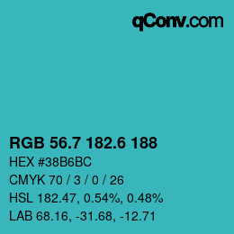 カラーコード: RGB 56.7 182.6 188 | qconv.com
