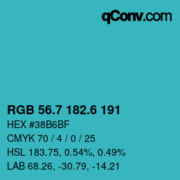 カラーコード: RGB 56.7 182.6 191 | qconv.com