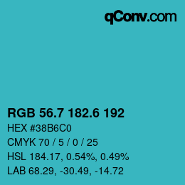 カラーコード: RGB 56.7 182.6 192 | qconv.com