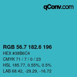 カラーコード: RGB 56.7 182.6 196 | qconv.com