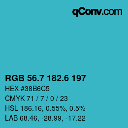 カラーコード: RGB 56.7 182.6 197 | qconv.com