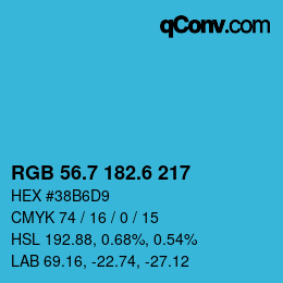 カラーコード: RGB 56.7 182.6 217 | qconv.com