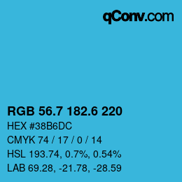 カラーコード: RGB 56.7 182.6 220 | qconv.com