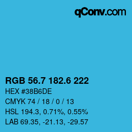 カラーコード: RGB 56.7 182.6 222 | qconv.com