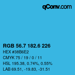 カラーコード: RGB 56.7 182.6 226 | qconv.com
