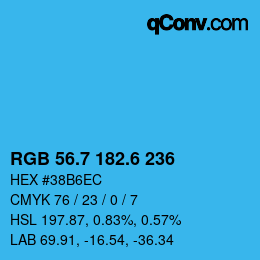 カラーコード: RGB 56.7 182.6 236 | qconv.com