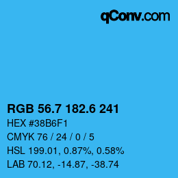 カラーコード: RGB 56.7 182.6 241 | qconv.com