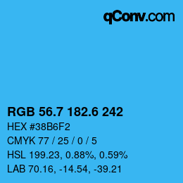 カラーコード: RGB 56.7 182.6 242 | qconv.com