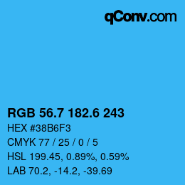 カラーコード: RGB 56.7 182.6 243 | qconv.com