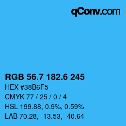 カラーコード: RGB 56.7 182.6 245 | qconv.com