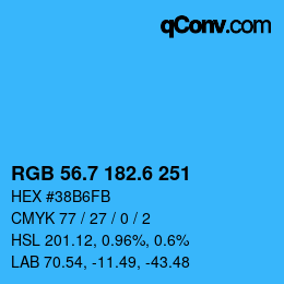 カラーコード: RGB 56.7 182.6 251 | qconv.com