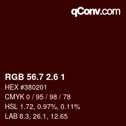 カラーコード: RGB 56.7 2.6 1 | qconv.com