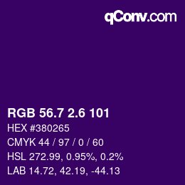カラーコード: RGB 56.7 2.6 101 | qconv.com
