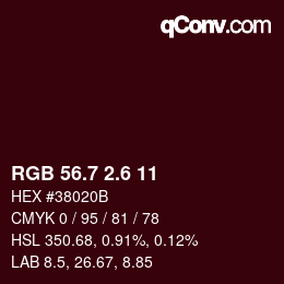 カラーコード: RGB 56.7 2.6 11 | qconv.com