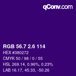 カラーコード: RGB 56.7 2.6 114 | qconv.com