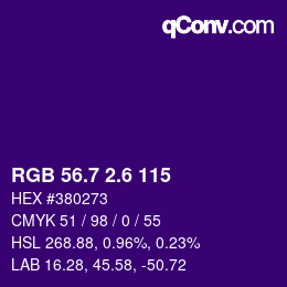 カラーコード: RGB 56.7 2.6 115 | qconv.com
