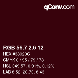 カラーコード: RGB 56.7 2.6 12 | qconv.com