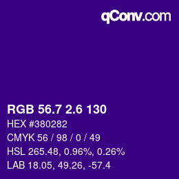 カラーコード: RGB 56.7 2.6 130 | qconv.com