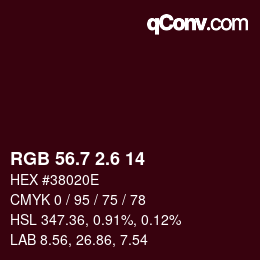 カラーコード: RGB 56.7 2.6 14 | qconv.com