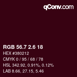 カラーコード: RGB 56.7 2.6 18 | qconv.com