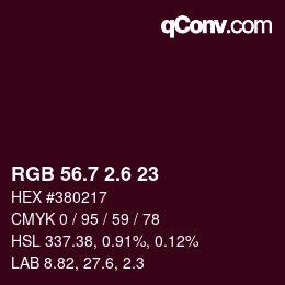 カラーコード: RGB 56.7 2.6 23 | qconv.com