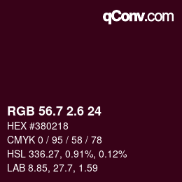 カラーコード: RGB 56.7 2.6 24 | qconv.com