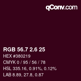 カラーコード: RGB 56.7 2.6 25 | qconv.com