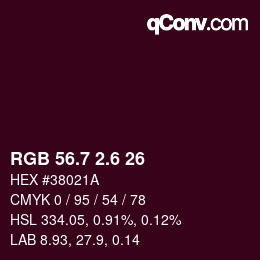 カラーコード: RGB 56.7 2.6 26 | qconv.com