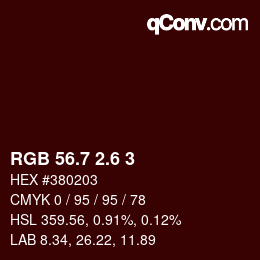 カラーコード: RGB 56.7 2.6 3 | qconv.com