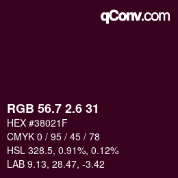 カラーコード: RGB 56.7 2.6 31 | qconv.com