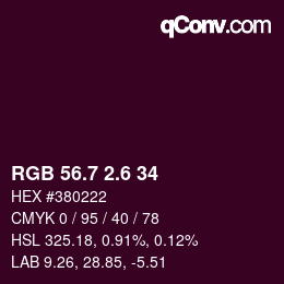 カラーコード: RGB 56.7 2.6 34 | qconv.com