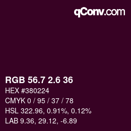 カラーコード: RGB 56.7 2.6 36 | qconv.com