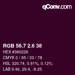 カラーコード: RGB 56.7 2.6 38 | qconv.com