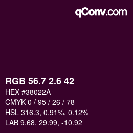 カラーコード: RGB 56.7 2.6 42 | qconv.com