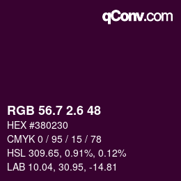 カラーコード: RGB 56.7 2.6 48 | qconv.com