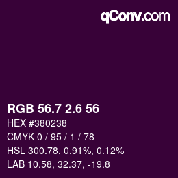 カラーコード: RGB 56.7 2.6 56 | qconv.com